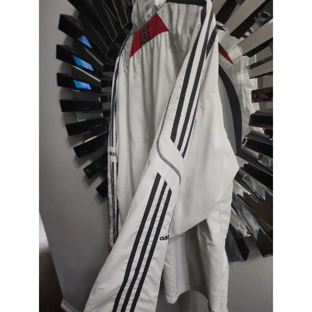 Vintage Adidas, white windbreaker, 3 stripes, jacket 1990